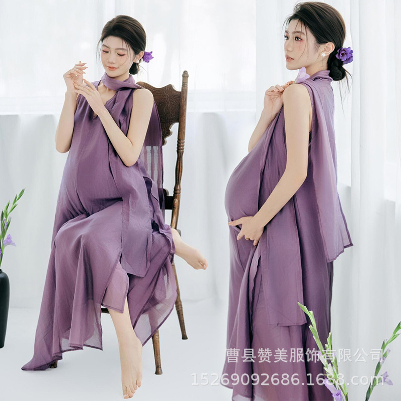 影楼の新型の早春の小清新な妊婦は服を撮影します。