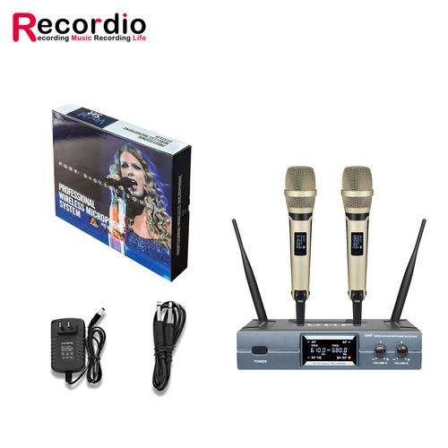 GAW-9001 Wireless Microphone: 1-to-2 Home Use, Professional KTV Stage & Conference U-Band Model with Anti-Feedback Technology