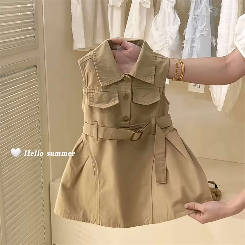 25 verano nuevo vestido sin mangas para niños bebé diseño de moda vestido de trabajo chaleco vestido