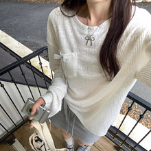 轻薄微透防晒针织罩衫女装韩版2025夏季新款设计感蝴蝶结圆领上衣