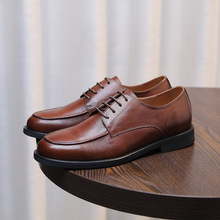 商务休闲皮鞋男真皮棕色英伦风男士鞋子牛皮软底夏季透气新款男鞋