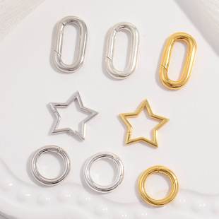 S925 sterling silver necklace connection spring buckle bracelet buckle simple smooth ring five-pointed star oval buckle SK59
