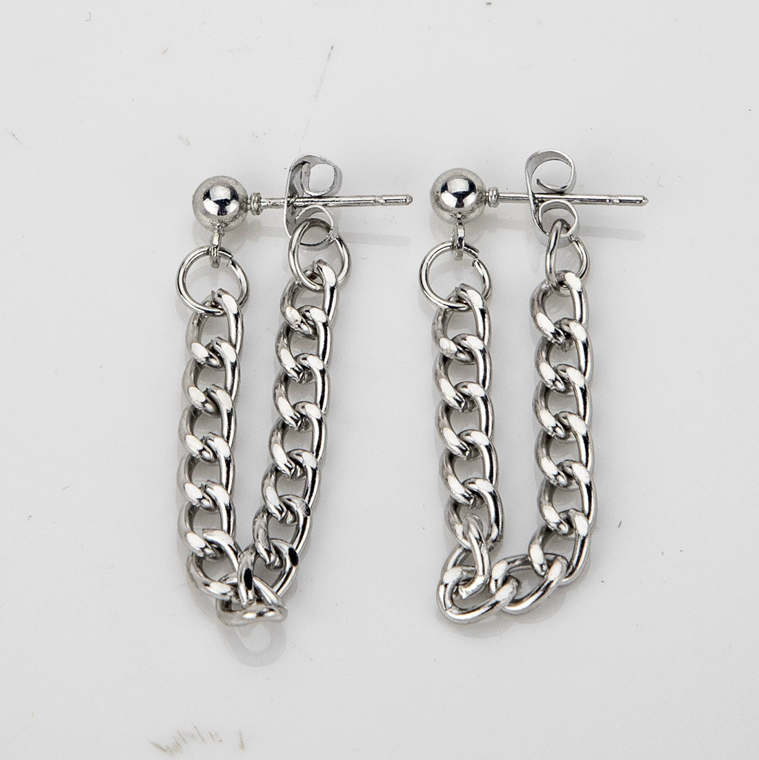 Chain, sexy silver earrings, Korean style