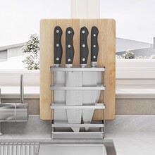 304不锈钢刀架砧板架锅盖架菜板刀座多功能接水盘厨房置物架K-144