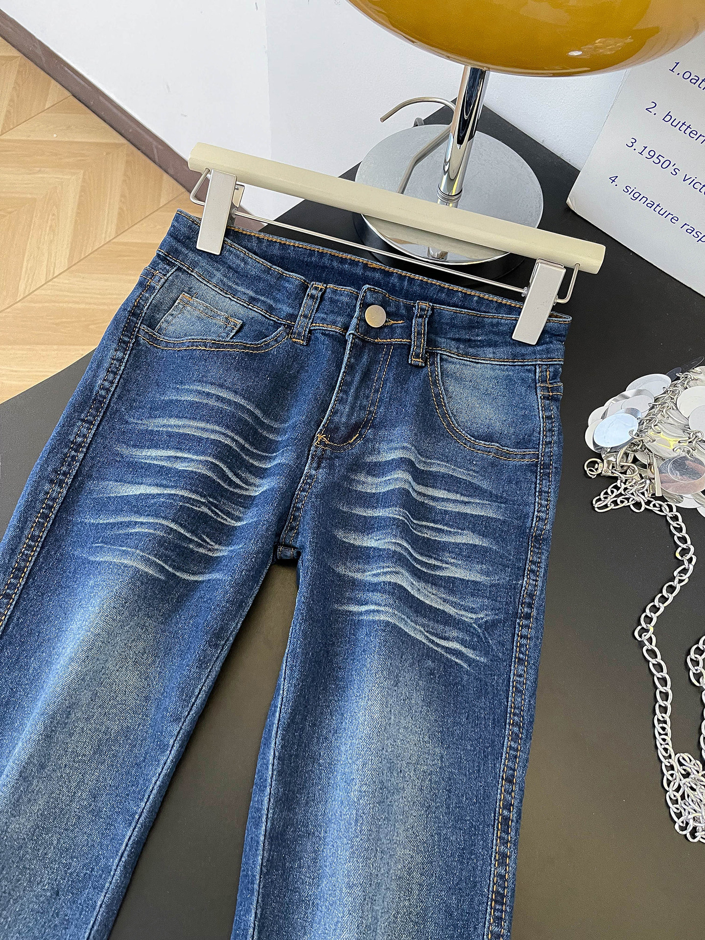 Women's Low Rise Straight Leg Jeans Embroidered Spicy Style Casual Trousers Spring Fashion With Pockets Slightly Flared Floor-Length_ecoleips.com