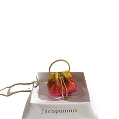 閃亮彩虹火山鑽石包手工鑲鑽水桶包包2022新款水鑽鏈條手提斜挎包