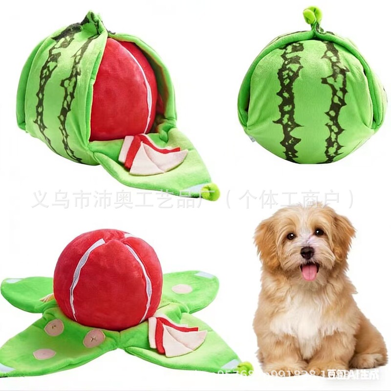 Seek Plush Dog Toys Squeaky Plush Dog Toys with Watermelon and Orange Peel Design for Pets
