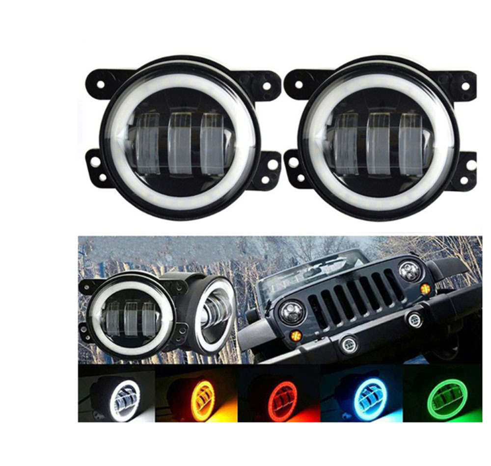 Cross-Border Applicable Jeep Wrangler Dodge 4-Inch 30W Led Fog Light Guide Jk Tj Front Bumper Light Car Fog Light