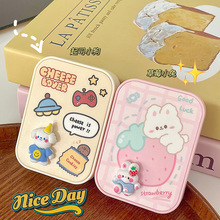 美瞳盒可爱卡通立体起司小狗草莓隐形眼镜伴侣盒两副装收纳盒