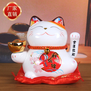 Factory direct 5 inch waving cat small ornaments ceramic waving mini cat creative home cute