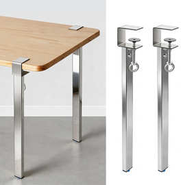 可拆卸免打孔不锈钢桌腿支架F夹台架脚桌脚diy茶几书桌茶桌脚跨境