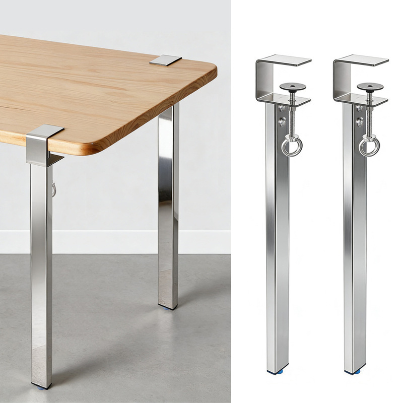 Detachable No-Drill Stainless Steel Table Leg Bracket F-Clamp Table Stand DIY Coffee Table Desk Tea Table Leg Cross-Border