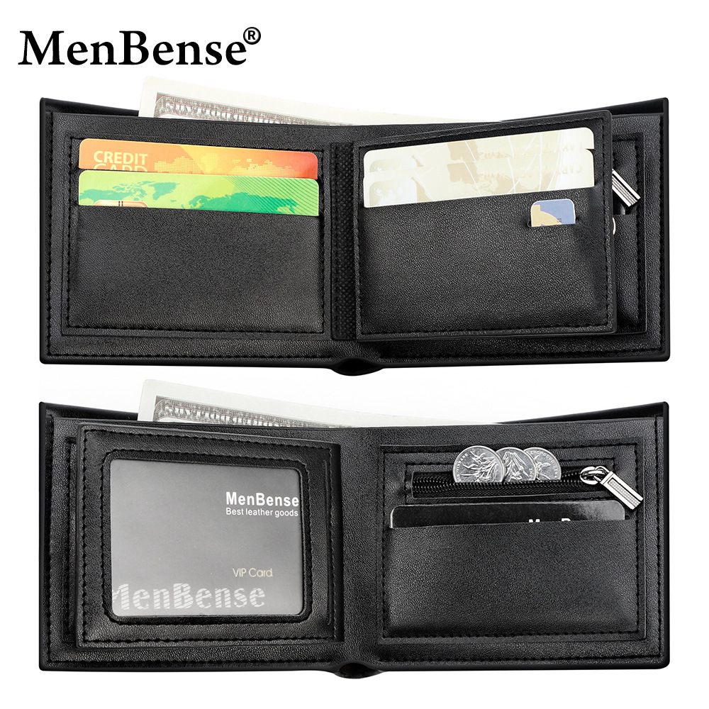 Bolso corto de pop transfronterizo de alto nivel para hombres con bisagra de tres plegables bolso de cambio para hombres con múltiples tarjetas cartera de línea oscura