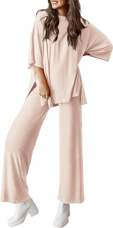 618g Weight Half Sleeve Sleeve Length Spandex, Polyester Fabric Type Pant Co-ord Set Sets Type 2 Pieces Set Quantity Daily Occasion Round Neck Neckline Loose Fit Type Solid Color Pattern Summer, Spring Season Women's Gender Casual Style Daily Women's Casual Solid Color Spandex Polyester Pant Co-ord Set Pants Sets 15