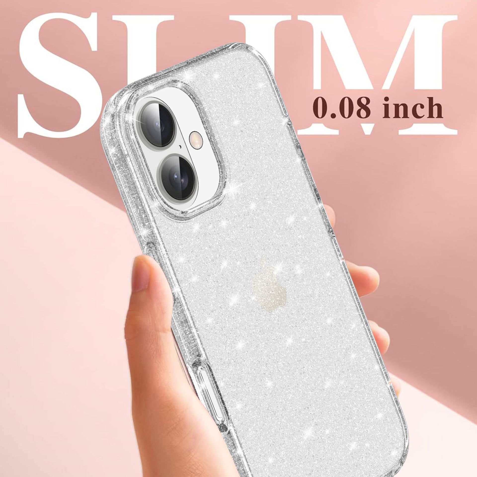 苹果防摔手机壳一体按键新款iphone16，plus 终结者 透明闪粉护套