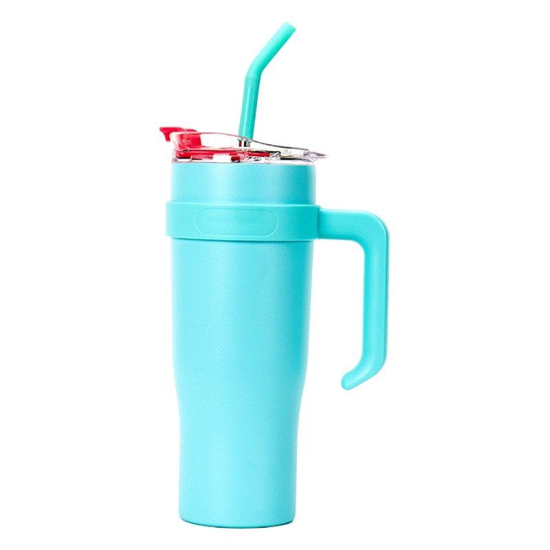 Transfronterizo nuevo 304 mango de acero inoxidable taza de coche de gran capacidad con paja taza de helado taza de vacío portátil