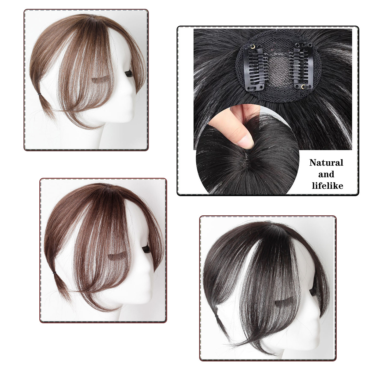 wigs ladies atmosphere middle part fluffy bangs one piece two card high temperature wire natural_voghion.com