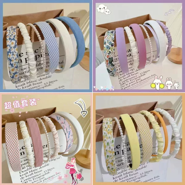 Cross-border Explosive Headband suit French Retro Pearl Headband Cute Sweet Hair Clamp Hair Bundles Internet Popular Simple Hair Accessories