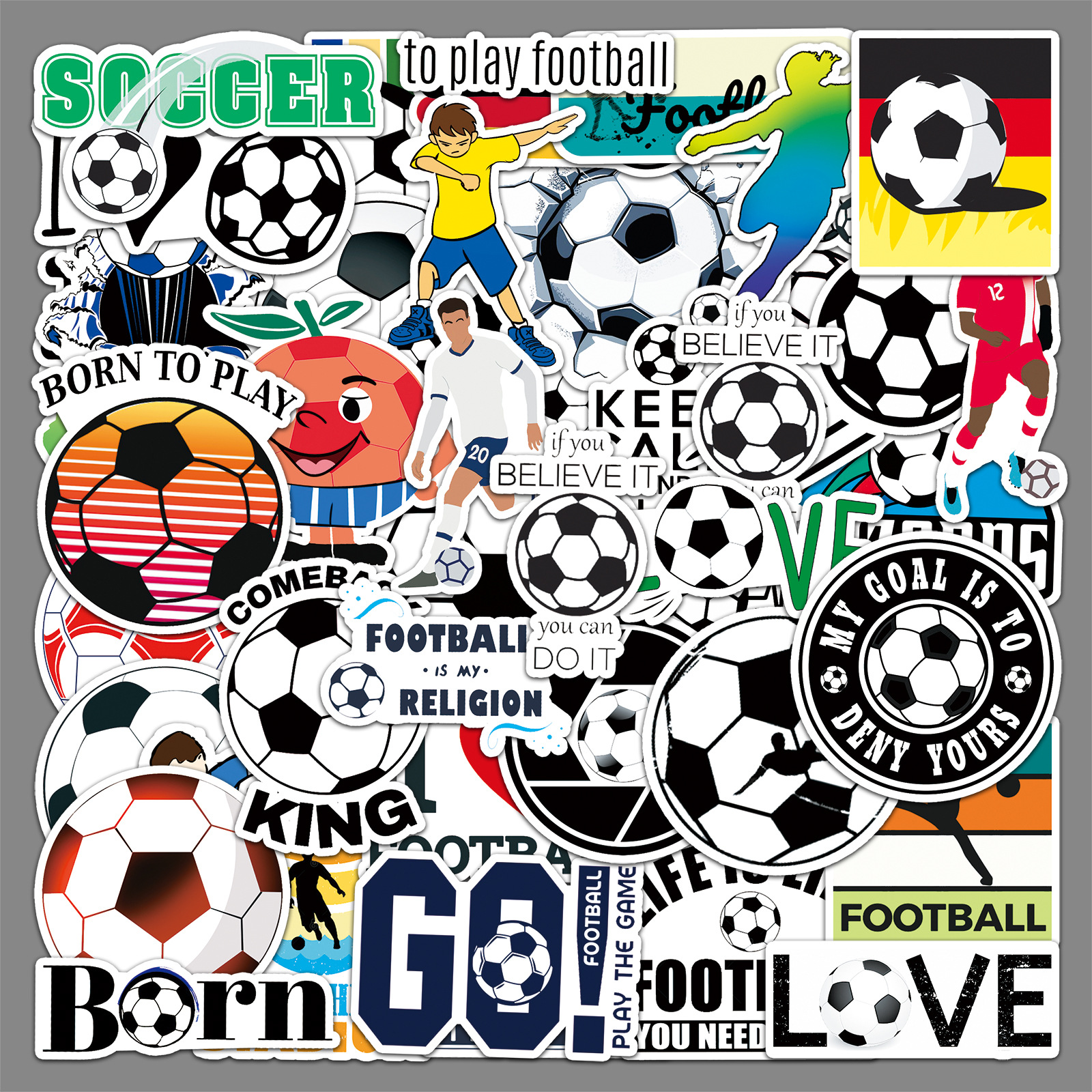 50 sheets Football Sports Creative Stickers Skateboard Luggage Stickers Laptop Car Motorcycle Decoration