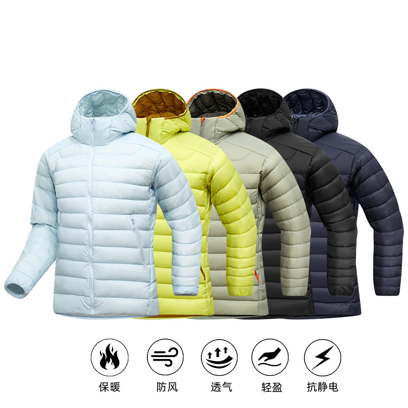 Bird 's Home nuevo color blanco de goma de goma de goma a prueba de viento de color sólido ligero y cálido chaqueta de costilla encapuchada