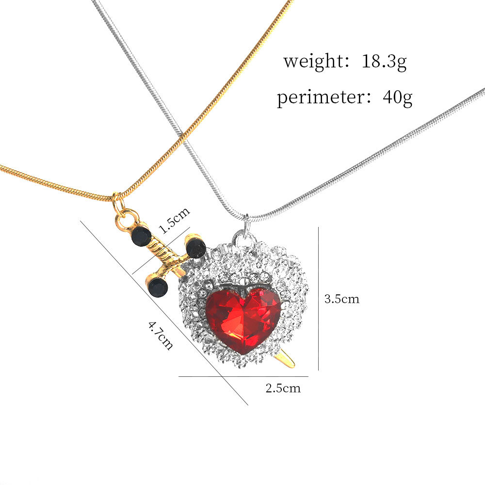 23g Weight Zinc Alloy Pendant Material Zircon Inlay Material Pendant Necklace Classification Zinc Alloy Chain Material snake chain Chain Type Holiday, Party Occasion Zinc alloy Material Heart Shape Pattern Unisex Gender Plating Design Punk, Streetwear Style Punk Streetwear Heart Shape Zircon Zinc Alloy Snake Chain Pendant Necklaces Wholesale 30