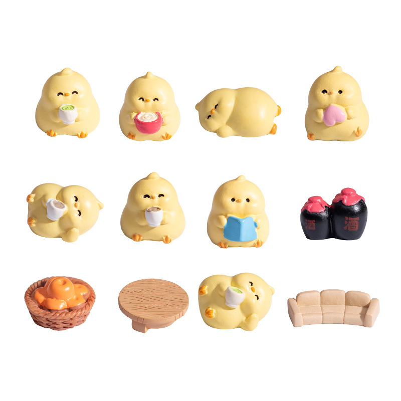 微景観置物クリエイティブかわいいカジュアル楽しいひよこDIY家庭装飾アクセサリーデスクトップ車置物