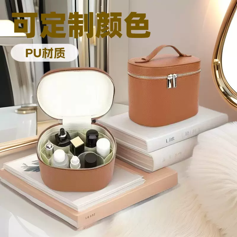 跨境高级新款可爱甜妹软皮化妆包手提包女大容量外出旅行袋手提包