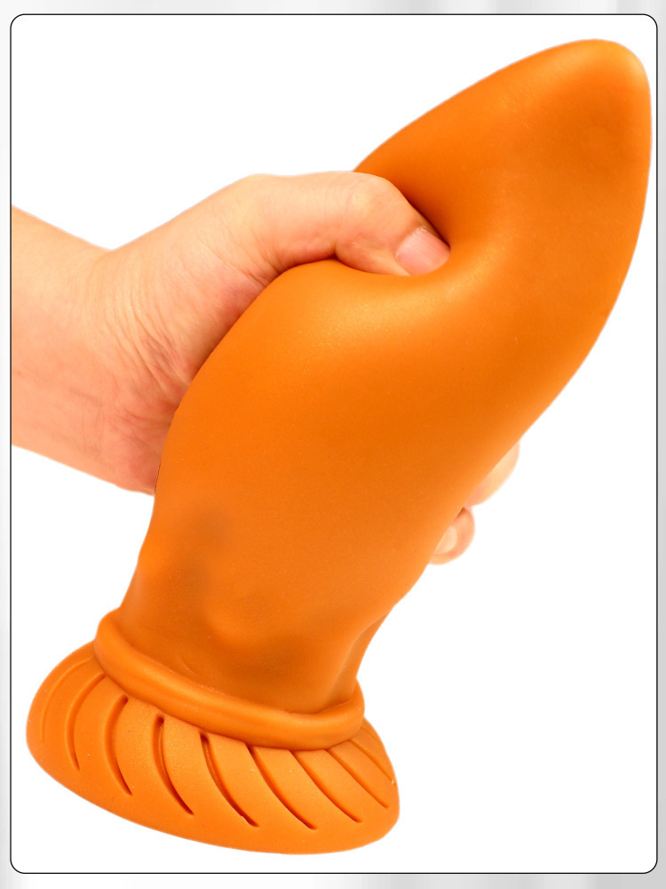 Jiuai Tiger Tooth Anal Plug with Tail, Gold Liquid Silicone, Extra Large Size — detail image 7