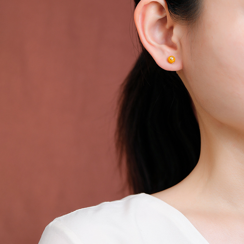 Bông tai bạc S925 hình tròn nhỏ, phong cách cổ điển tinh tế — một cặp