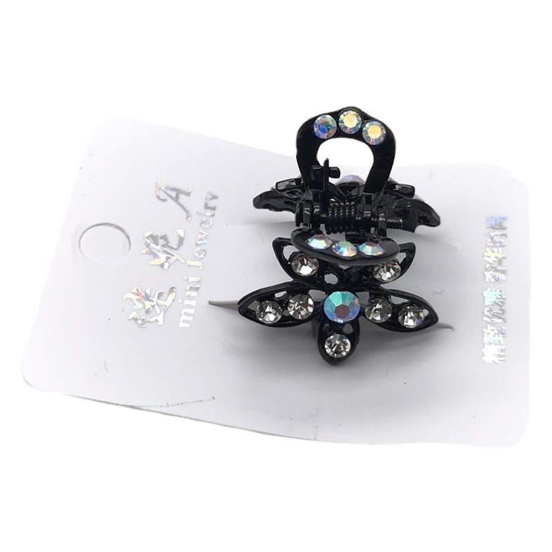 Venta caliente negro diamante incrustado pequeño clip superior clip lateral un yuan una pieza dos yuanes tienda accesorios para el cabello cabeza accesorios puesto de suministro