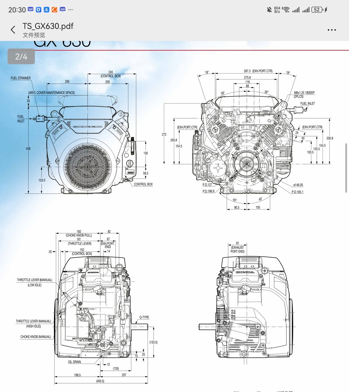 Honda Gx630 Dual-Cylinder Gasoline Engine 21Hp Horsepower Sanitation Vehicle Cleaning and Polishing Machine Cutting Head 688Cc