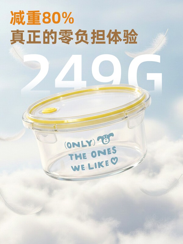 Ultra-Light Glass Lunch Box, Microwaveable, Food-Grade Preservation Lunch Box for Office Workers, High Borosilicate Soup Bowl