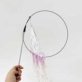 超长雨丝逗猫棒 彩色雨丝逗猫杆 猫玩具 发声玩具 响纸逗猫棒