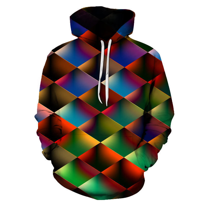 Factory Direct Sales 3D Digital Trendy Men's Loose Sweatshirt Square Men's Casual Sports Hoodie