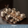 Mihuang Ru kiln "Yuhuang Ti Liang Pot Lid Bowl" eight cups of large set+large rectangular black amine disk