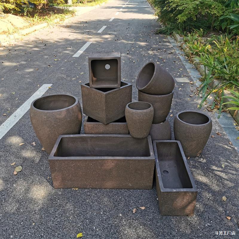 Rectangular Trough Pot Gardening Flower Box Simple Large Diameter Purple Sand Pig Trough Flower Pot Breathable Stoneware Pot Courtyard Tree Planting