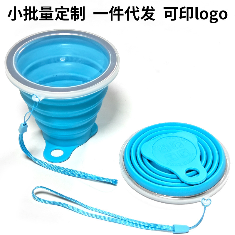 "Cordón de tapa inferior triangular de taza plegable de 270ml" Azul cielo