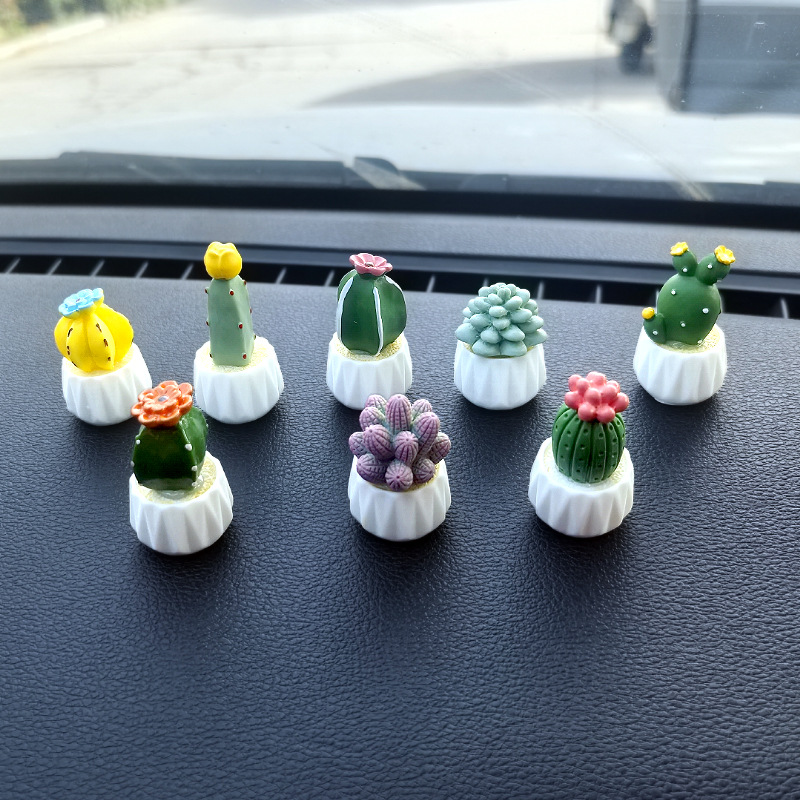 Cartoon net net net cactus suculento interior de coche pequeños accesorios decoración de coche consola central de coche decoración de coche