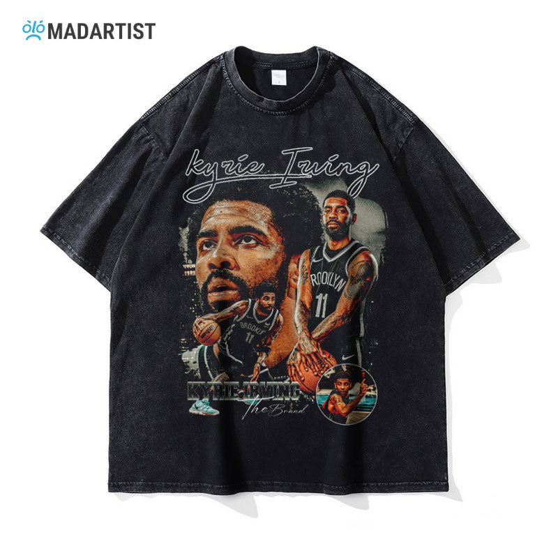 MADARTIST Kyrie Irving T-shirt star Kyrie Irving washed old American vintage short sleeves