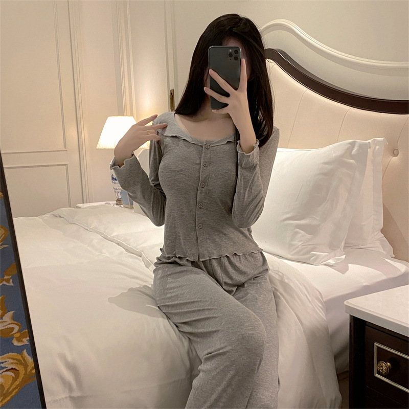 New Style Pajamas for Women, French Style, Spring and Autumn, Modal, Age-Reducing, with Chest Pads, Petite Size, Home Wear Set, Thin Style New Style Pajamas for Women, French Style, Spring and Autumn, Modal, Age-Reducing, with Chest Pads, Petite Size, Home Wear Set, Thin Style