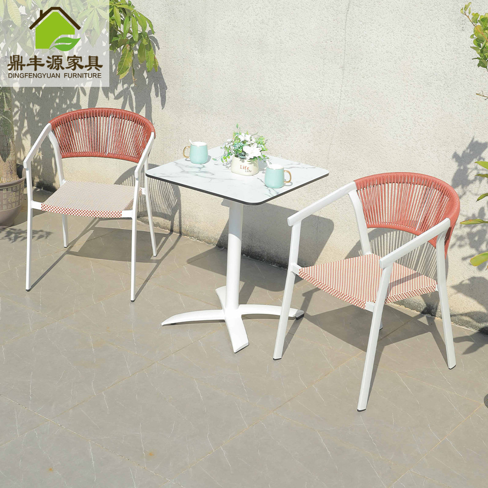 Sillas de caña de ocio nórdico al aire libre patio terraza al aire libre balcón sillas de caña artesanal leche tienda de té jardín mesa de comedor grupo de sillas