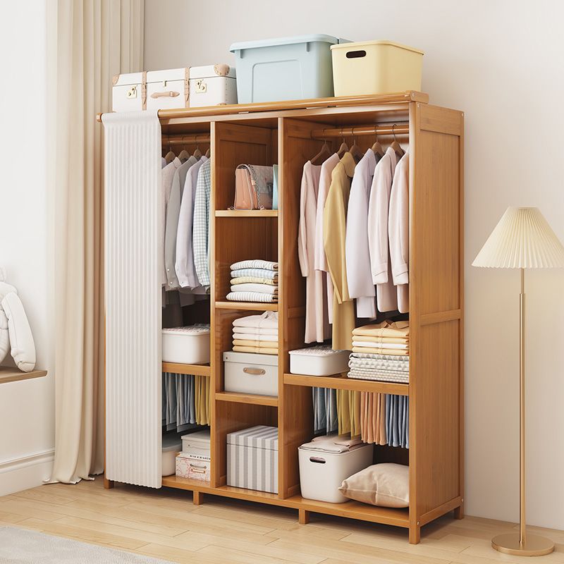 Special Offer Multifunctional Wardrobe with Curtains for Rental Housing Dustproof Simple Economical Wardrobe Large Capacity Household Clothes Rack