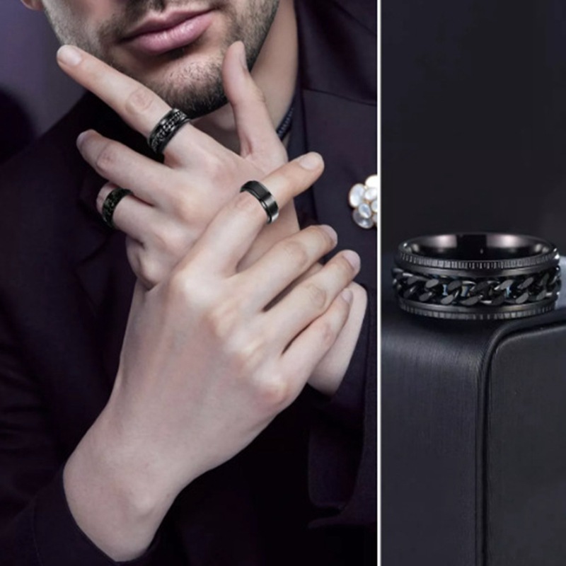 Simple Style Geometric Titanium Steel Plating Men's Rings display picture 2