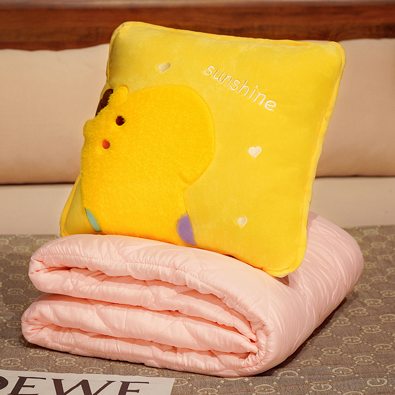 Almohada edredón de doble uso engrosada manta siesta de oficina almohada dos-en-uno plegable coche almohada lindo
