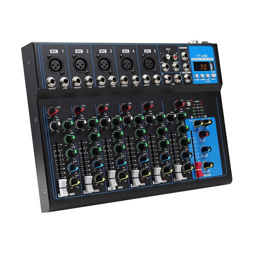 Multifunctional mixer with Bluetooth home reverb performance conference stage dj mixer small 7-way mixer