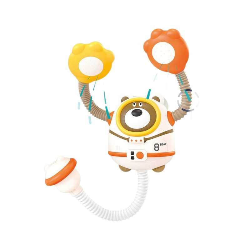 Pequeño Besi & Juneng cruzado pato amarillo ducha eléctrica bebé baño juguete de agua explosión de sonido