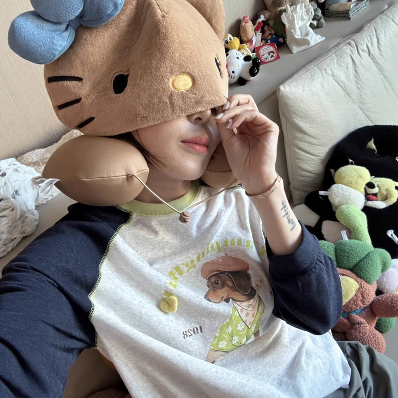 Summer Korean-Style Snowflake Cotton Dog-Themed T-Shirt with Loose Raglan Sleeves, Slimming and Versatile, Unique Inner Layer Base Shirt