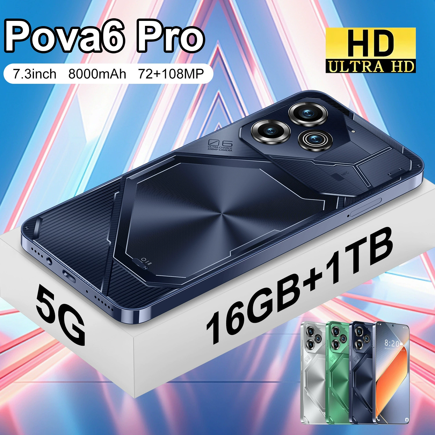 Пользовательский 2024 новый POVA6 PRO кросс-бордер мобильный телефон 16+1T экспортная торговля мобильный телефон производство настройка (взрывная модель)