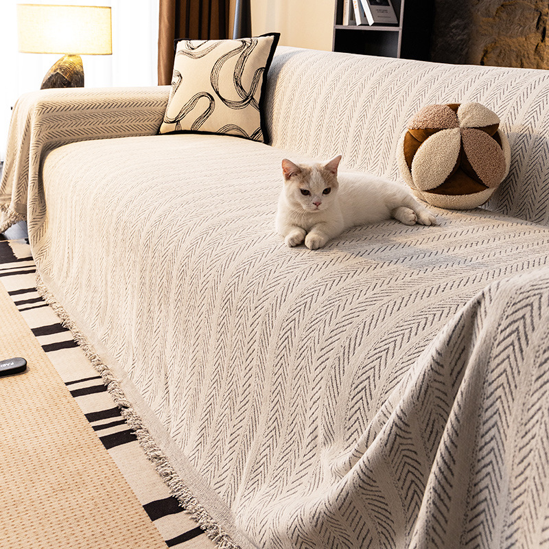 Chenille-Bezug, rutschfest, katzensicher, einteiliger Sofabezug, universell, vollständige Abdeckung_voghion.com