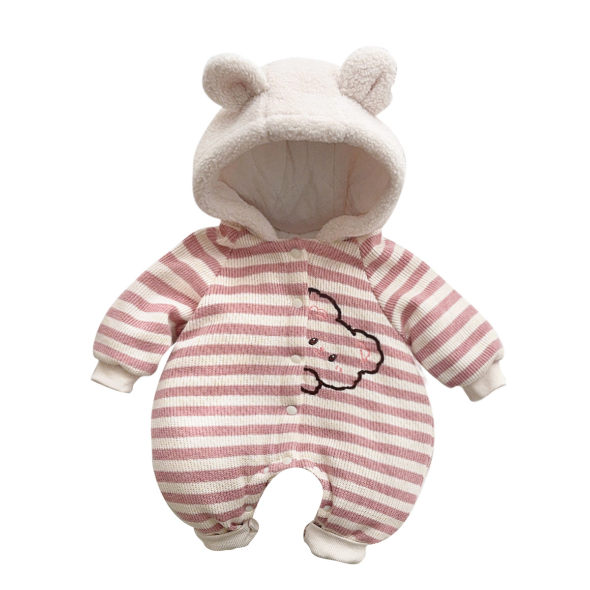 Ropa de bebé otoño e invierno oso a rayas mono clip de bebé escalada de algodón ropa de invierno super lindo y grueso cálido mameluco